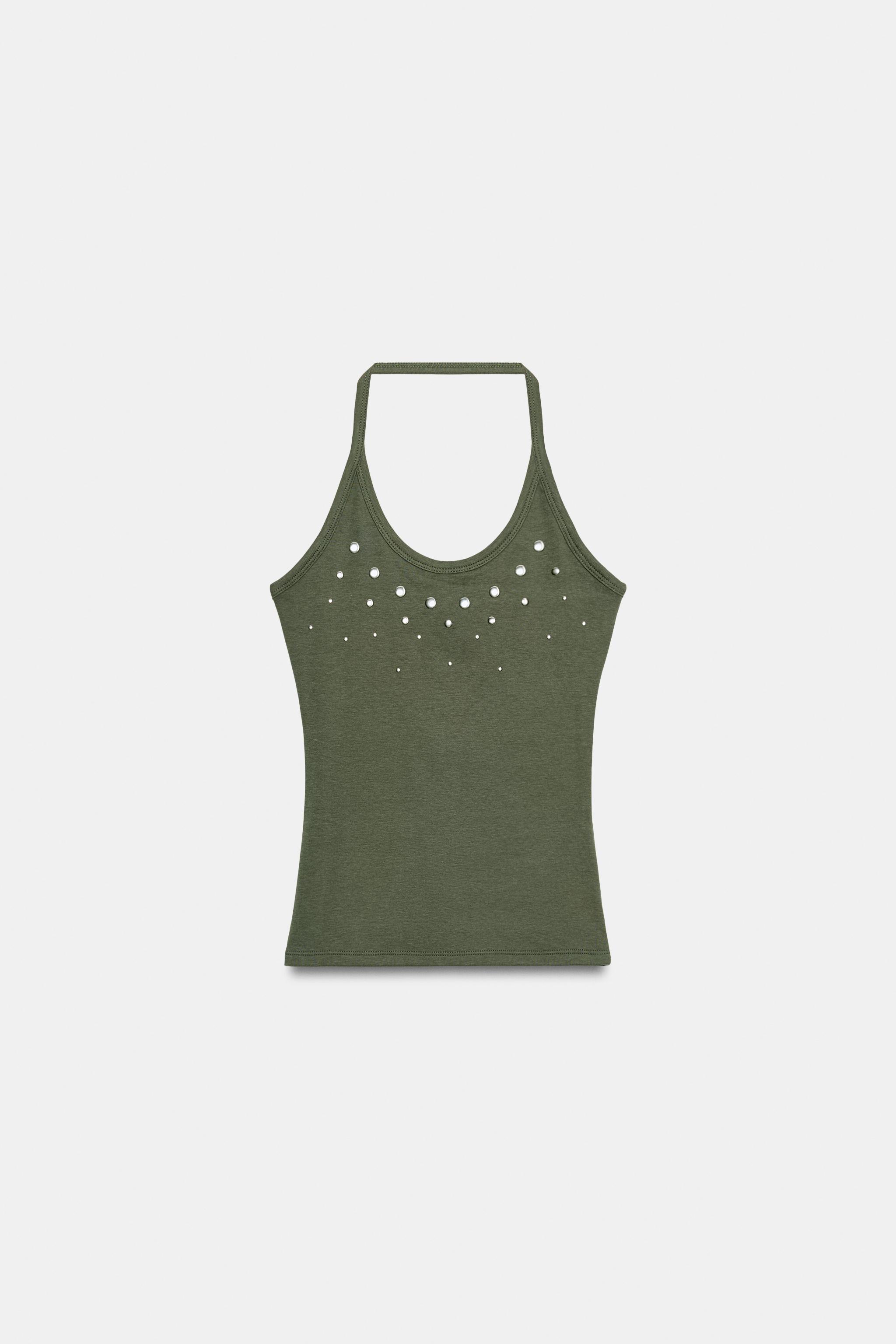 STUDDED HALTER TOP